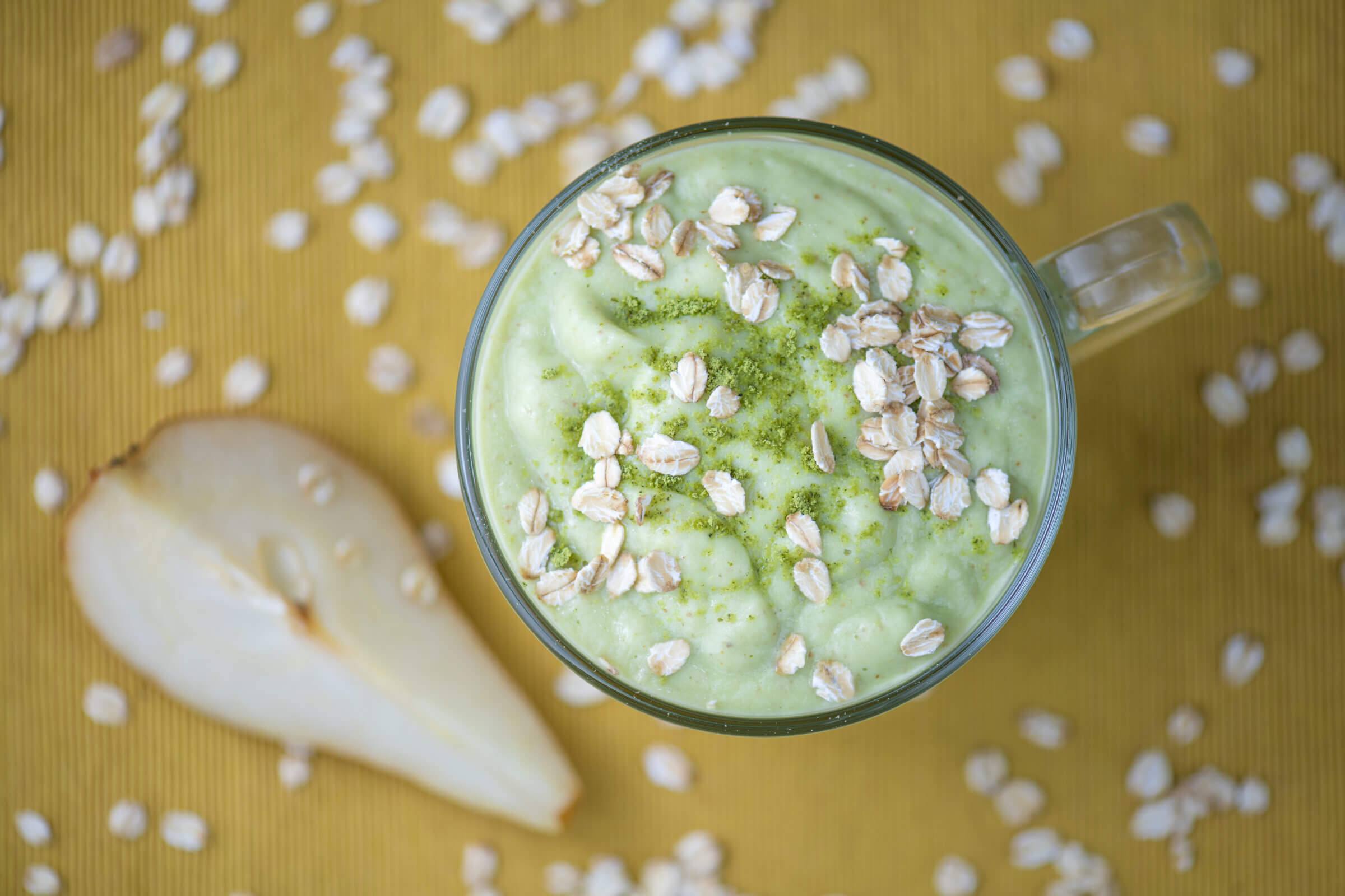 Oatmeal and pear come together in this delicious seasonal shake.